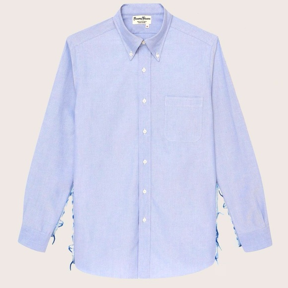 Rowing Blazers: Men's Light Blue distressed Oxford Shirt - Picture 1 of 8